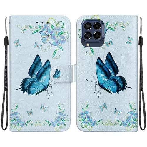 Funda para Teléfono Samsung Galaxy M53 5G Cuero Dibujo Coloreado Textura de Cristal (Pensamientos Azules)