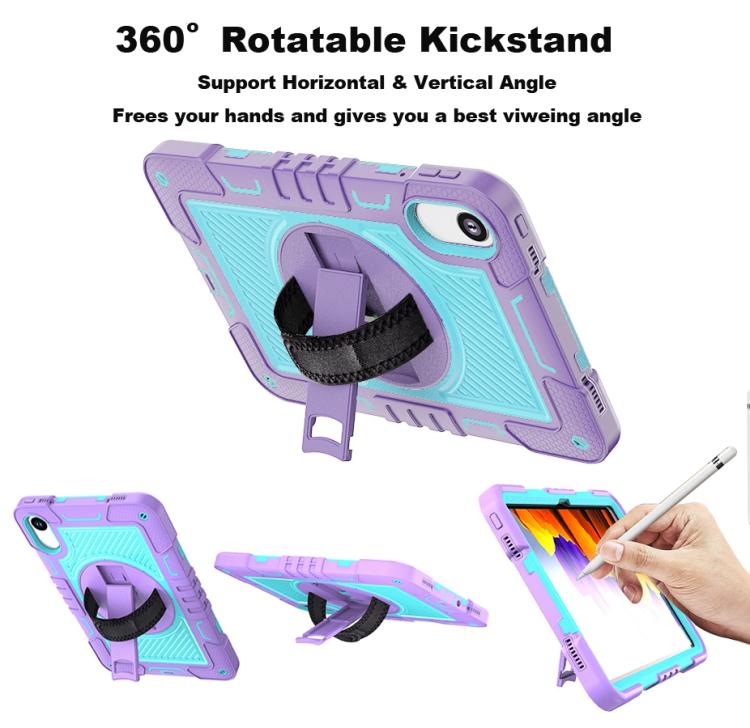 Funda de silicona para Xiaomi Redmi Pad 2 con rotación de 360 grados y contraste para PC (morado y verde menta)