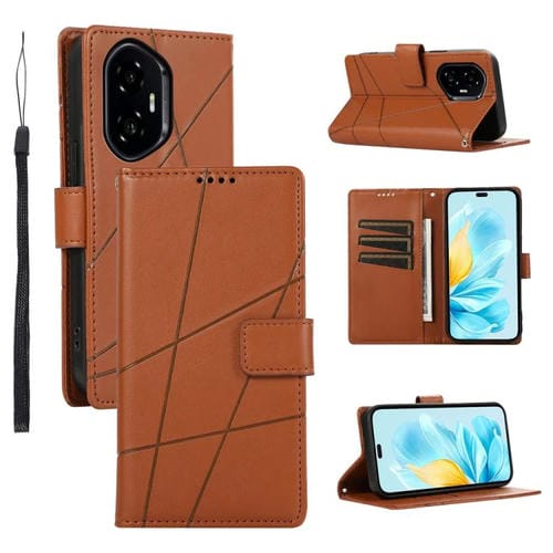 Funda para Teléfono Honor 300 Pro/300 Ultra Cuero Genuino PU con Líneas en Relieve (Marrón)