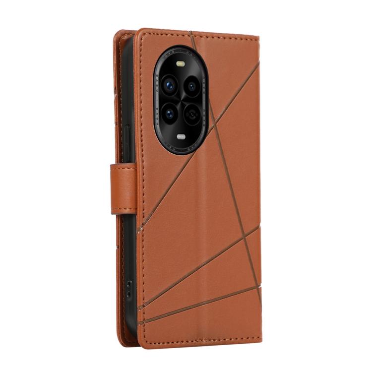 Funda para Teléfono Huawei Nova 13 Pro Cuero Genuino PU con Líneas en Relieve (Marrón)