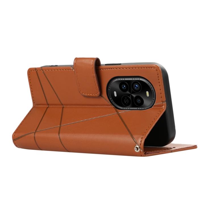 Funda para Teléfono Huawei Nova 13 Pro Cuero Genuino PU con Líneas en Relieve (Marrón)