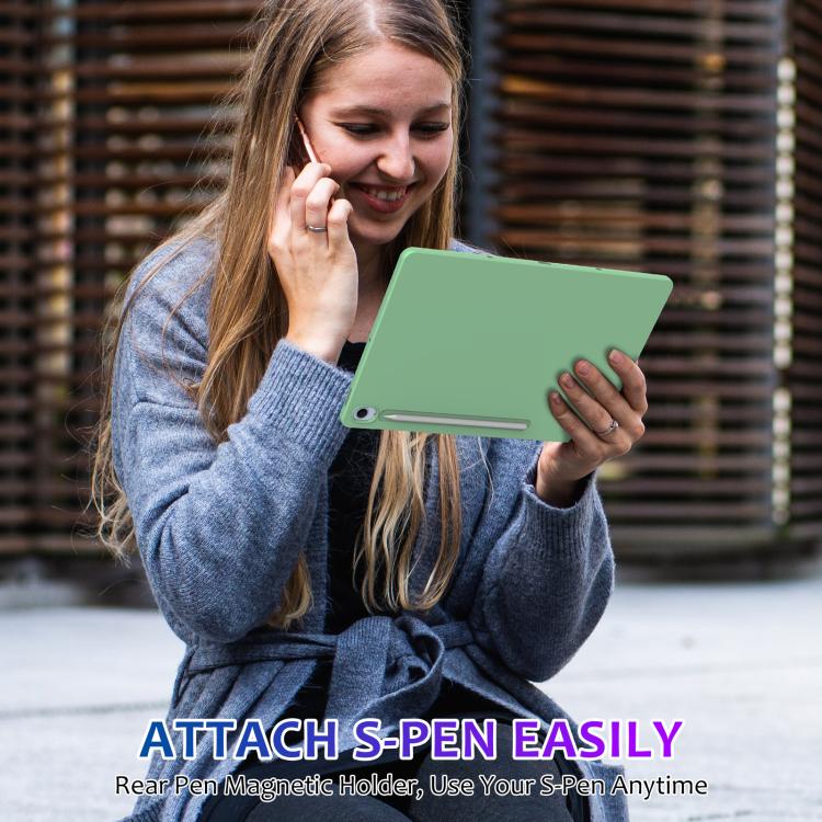 Funda de silicona líquida a prueba de golpes para Samsung Galaxy Tab S10 FE+ (verde)