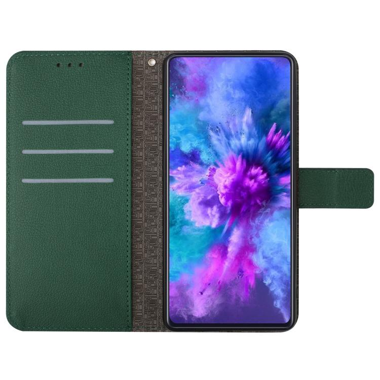 Funda de cuero con textura de cuadrícula rómbica para TCL 60 SE/605 (verde)