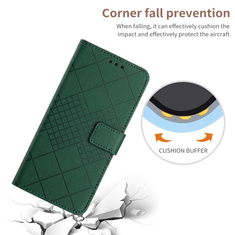 Funda de cuero con textura de cuadrícula rómbica para TCL 60 SE/605 (verde)