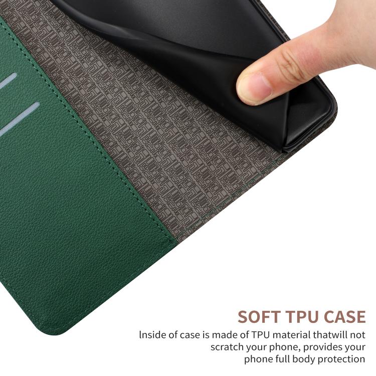 Funda de cuero con textura de cuadrícula rómbica para TCL 60 SE/605 (verde)