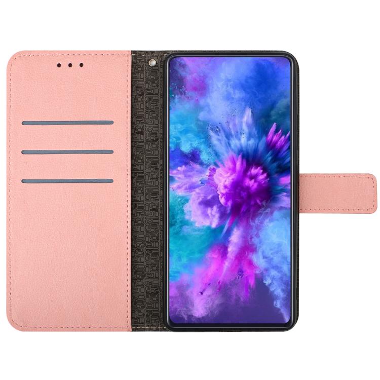 Funda de cuero con textura de cuadrícula rómbica para TCL 60 SE/605 (rosa)