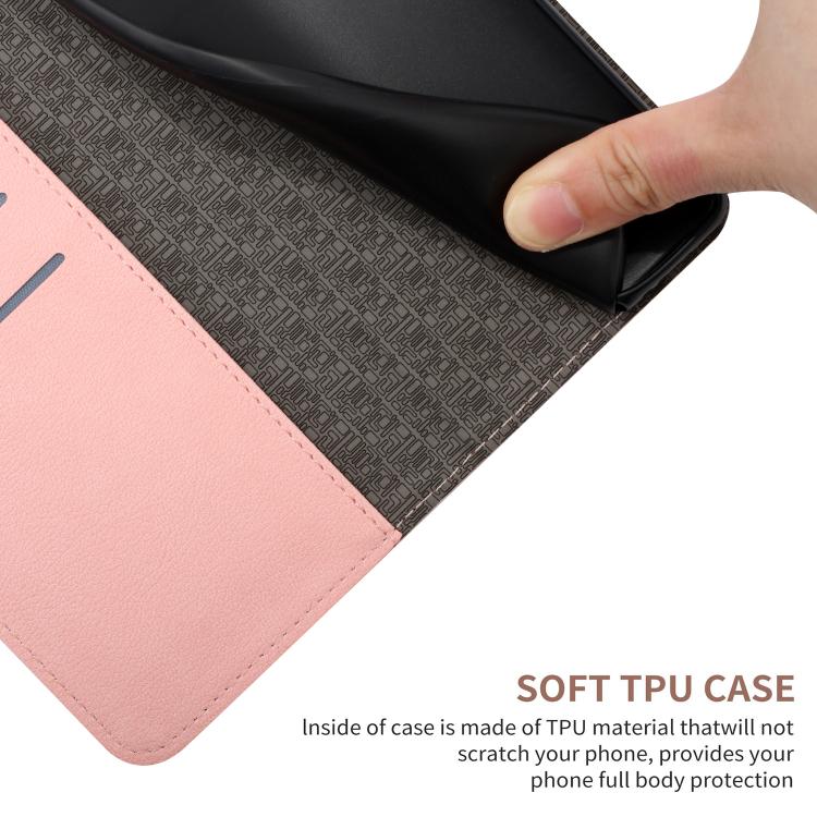Funda de cuero con textura de cuadrícula rómbica para TCL 60 SE/605 (rosa)