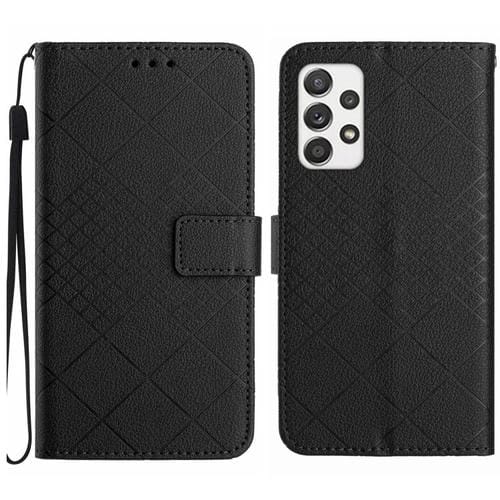 Funda para Samsung Galaxy A33 5G Cuero Textura Rejilla Rómbica (Negro)