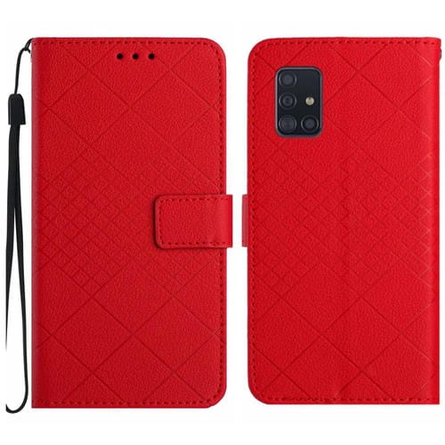 Funda para Samsung Galaxy A71 4G Cuero Textura Rejilla Rómbica (Rojo)