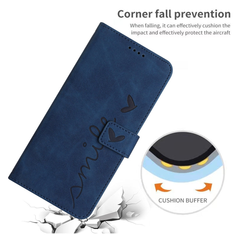 Funda de Piel con Relieve de Corazón y Cordón Largo para Teléfono Itel A50C (Azul)