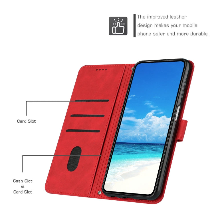 Funda de Piel con Relieve de Corazón y Cordón Largo para Itel A50C (Rojo)
