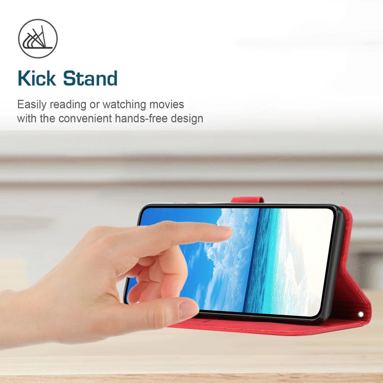 Funda de Piel con Relieve de Corazón y Cordón Largo para Itel A50C (Rojo)
