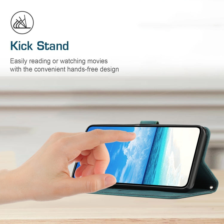 Funda de Piel con Relieve de Corazón y Cordón Largo para Teléfono Itel A50 (Verde)