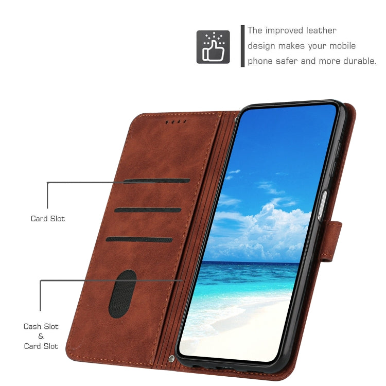 Funda de Piel con Relieve de Corazón y Cordón Largo para Teléfono Itel A50 (Marrón)