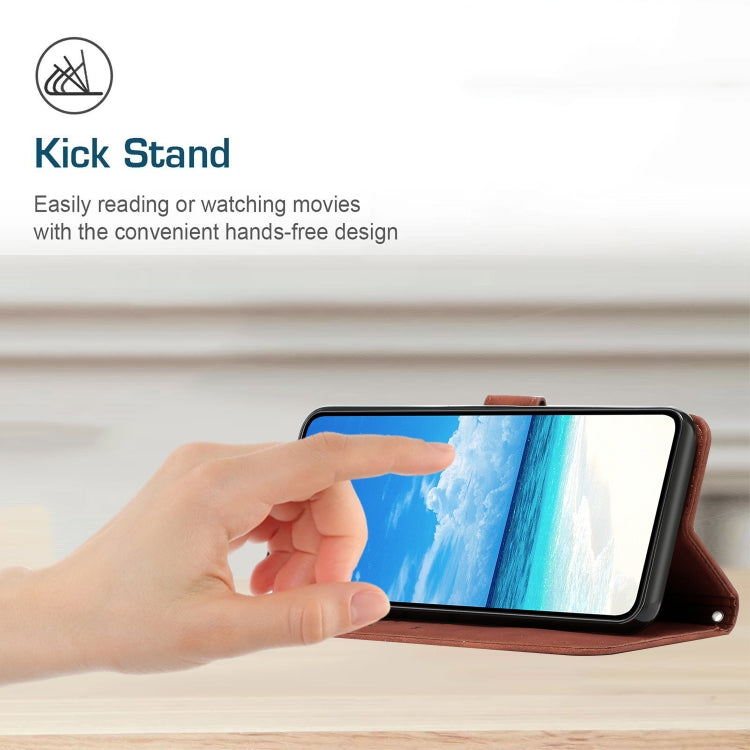 Funda de Piel con Relieve de Corazón y Cordón Largo para Teléfono Itel A50 (Marrón)