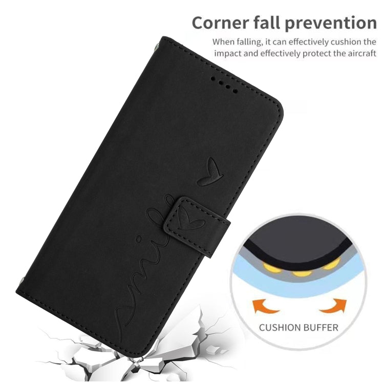 Funda de Piel con Relieve de Corazón y Cordón Largo para Teléfono Itel A80 (Negro)