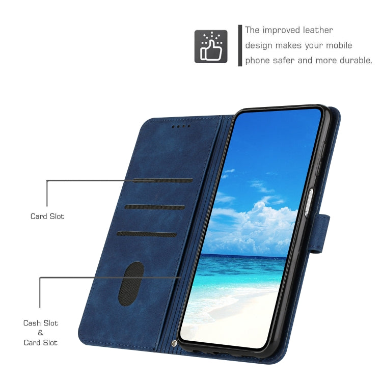 Funda de Piel con Relieve de Corazón y Cordón Largo para Teléfono Itel A80 (Azul)