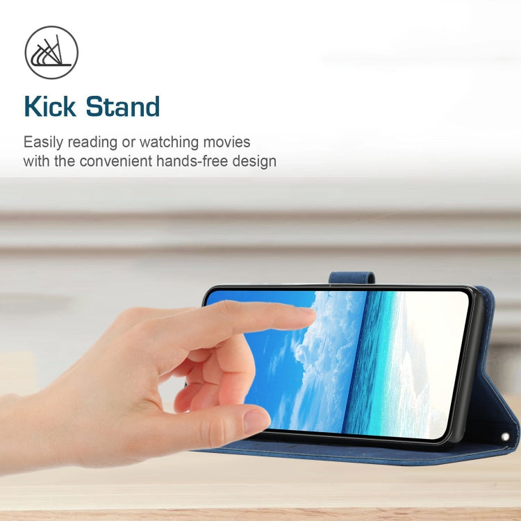 Funda de Piel con Relieve de Corazón y Cordón Largo para Teléfono Itel P65 (Azul)