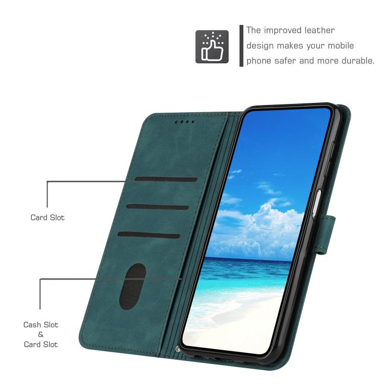 Funda de Piel con Relieve de Corazón y Cordón Largo para Teléfono Itel S25 Ultra (Verde)
