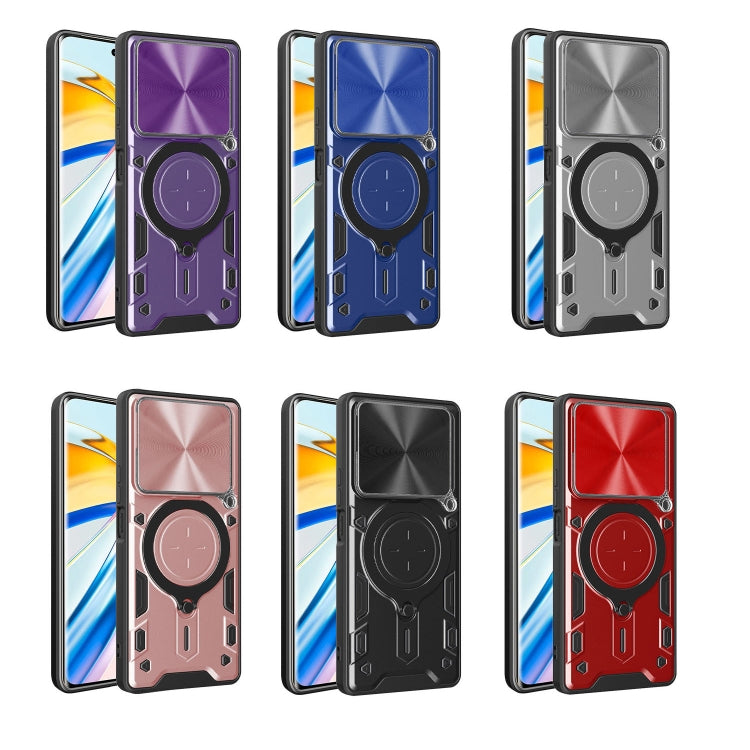 Funda para Teléfono Tecno Pova 6 Neo 4G con Soporte Magnético Deslizante (Rojo)