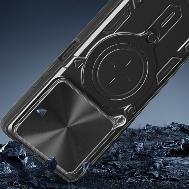 Funda para Teléfono Tecno Pova 6 Neo 4G con Soporte Magnético Deslizante Textura Cd (Azul)