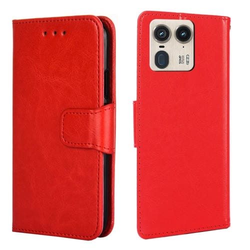 Funda de Cuero con Textura de Cristal para Motorola Edge 50 Ultra (Rojo)