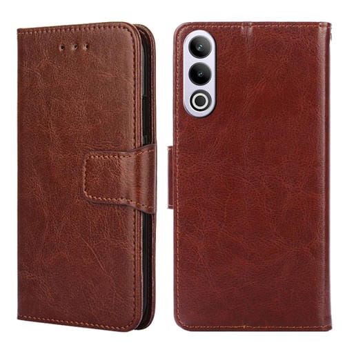 Funda de Cuero para OnePlus Ace 3V 5G con Textura de Cristal (Marrón)