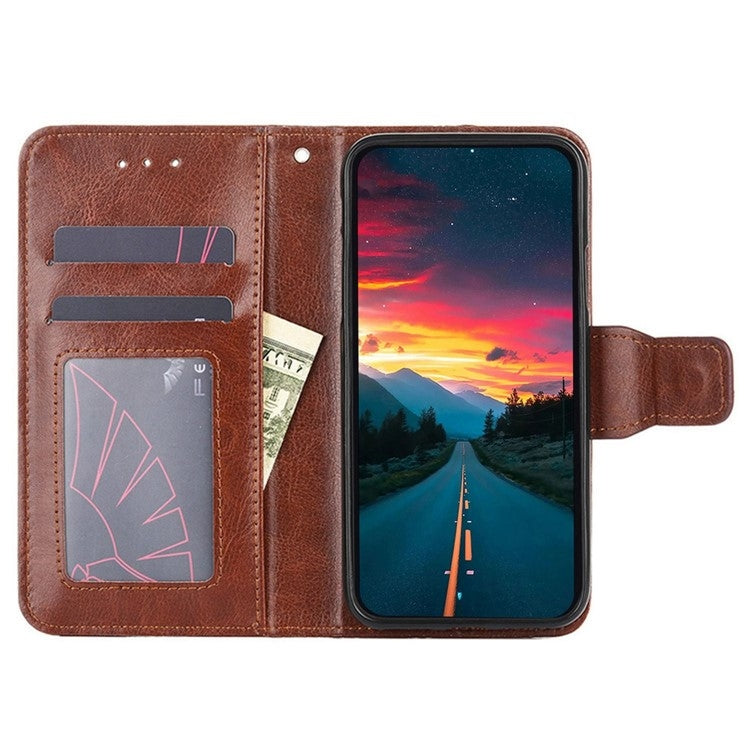 Funda de Cuero con Textura de Cristal para OnePlus Nord Ce 4 Lite 5G (Marrón)