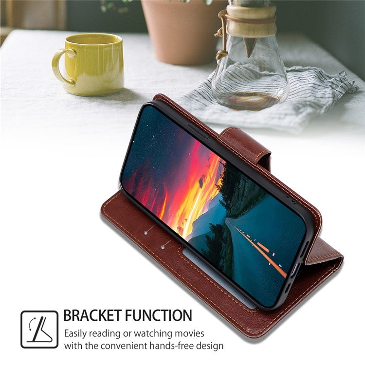 Funda de Cuero con Textura de Cristal para OnePlus Nord Ce 4 Lite 5G (Marrón)