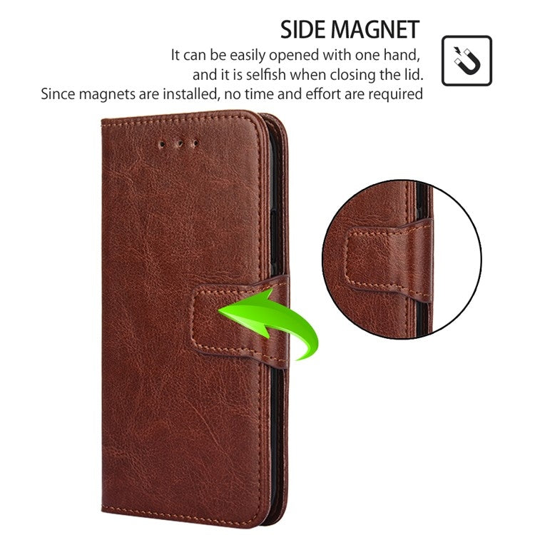 Funda de Cuero con Textura de Cristal para OnePlus Nord Ce 4 Lite 5G (Marrón)