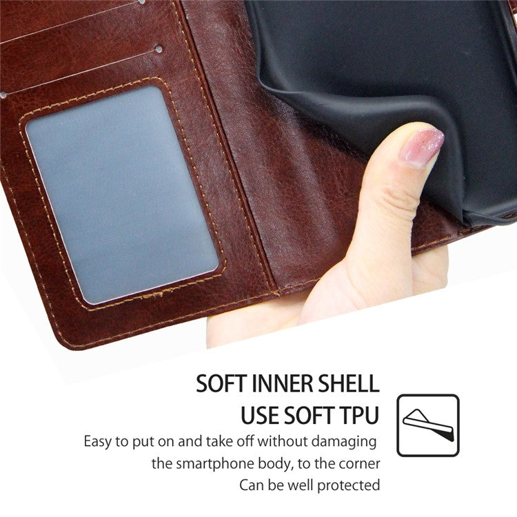 Funda de Cuero con Textura de Cristal para OnePlus Nord Ce 4 Lite 5G (Marrón)