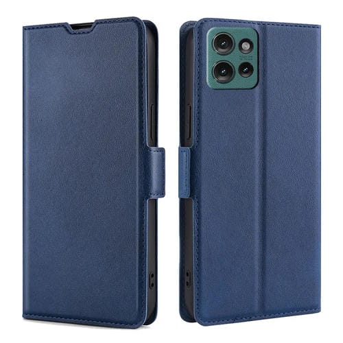 Funda de Cuero con Tapa Horizontal y Hebilla Lateral Ultrafina para Motorola Edge 50 5G (Azul)