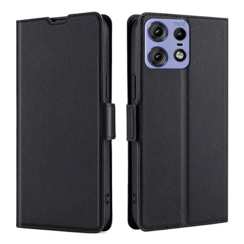 Funda de Cuero con Tapa Horizontal y Hebilla Lateral Ultrafina para Motorola Edge 50 Pro 5G (Negro)