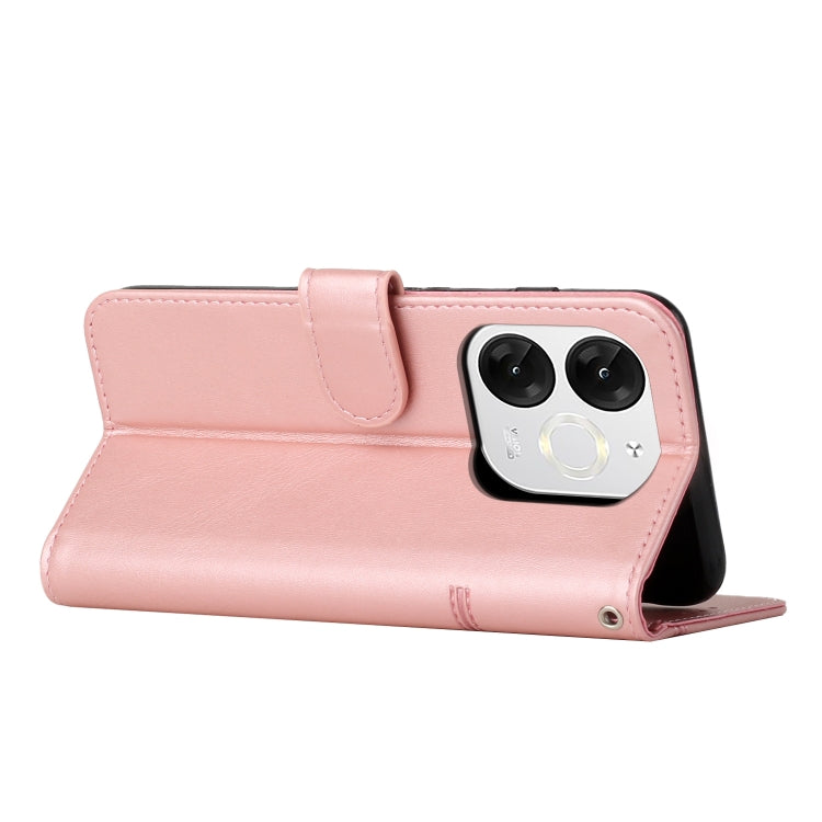 Funda de Cuero Textura Becerro con Costuras para Teléfono Itel A80 (Rosa)