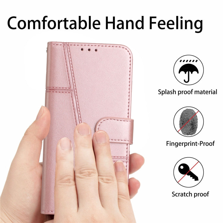 Funda de Cuero Textura Becerro con Costuras para Teléfono Itel A80 (Rosa)