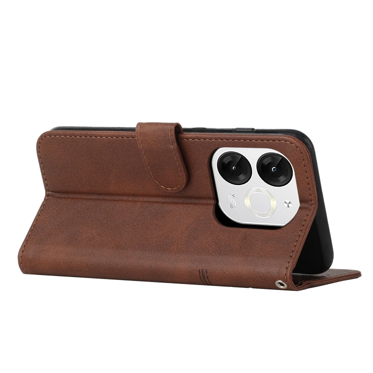 Funda de Cuero con Textura de Becerro y Costuras con Hebilla para Teléfono Itel A80 (Marrón)