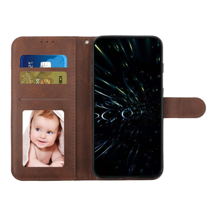 Funda de Cuero con Textura de Becerro y Costuras con Hebilla para Teléfono Itel A80 (Marrón)