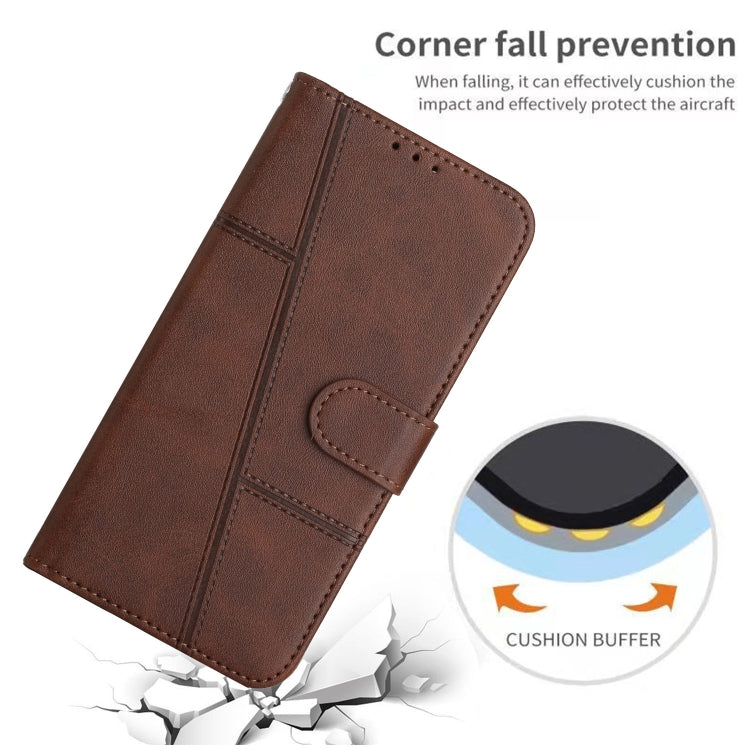 Funda de Cuero con Textura de Becerro y Costuras con Hebilla para Teléfono Itel A80 (Marrón)