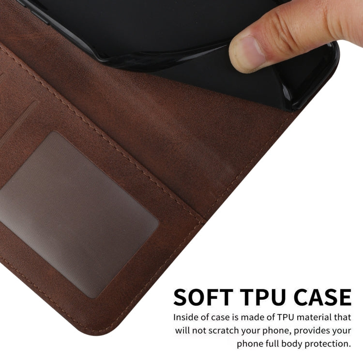 Funda de Cuero con Textura de Becerro y Costuras con Hebilla para Teléfono Itel A80 (Marrón)