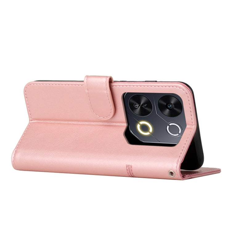 Funda de Cuero Textura Becerro con Costuras y Hebilla para Teléfono Itel P65 (Rosa)