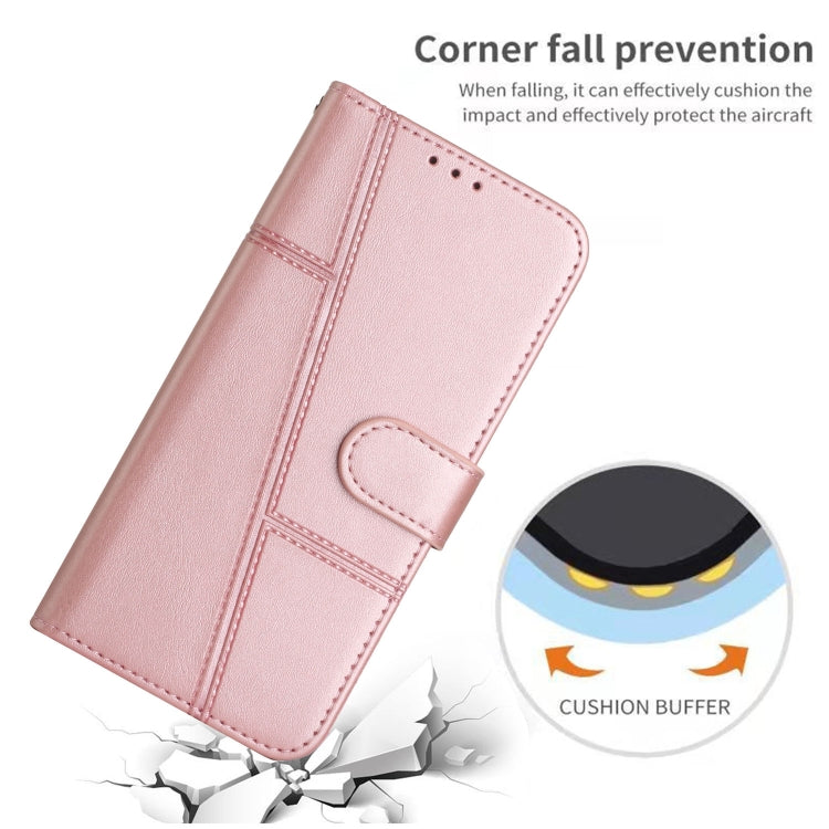 Funda de Cuero Textura Becerro con Costuras y Hebilla para Teléfono Itel P65 (Rosa)
