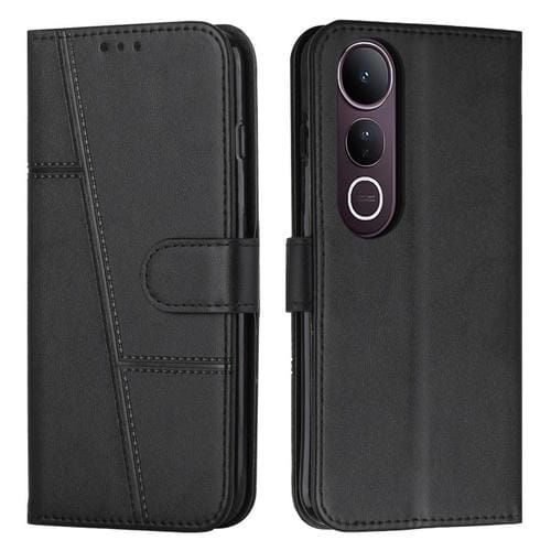 Funda de Piel con Hebilla y Textura de Becerro para Vivo V50 Lite (Negra)