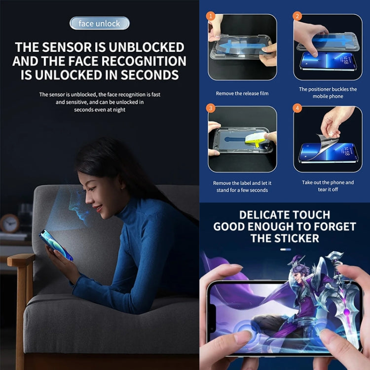 Película de Vidrio Templado para iPhone 15 Antiestática Prueba de Polvo Fijación Rápida Anti-Peeping (25 Piezas) - MOVILSTORE