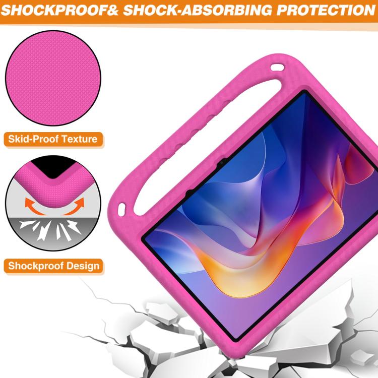 Funda de EVA a prueba de golpes con asa y soporte para Xiaomi Redmi Pad 2 (rosa y rojo)