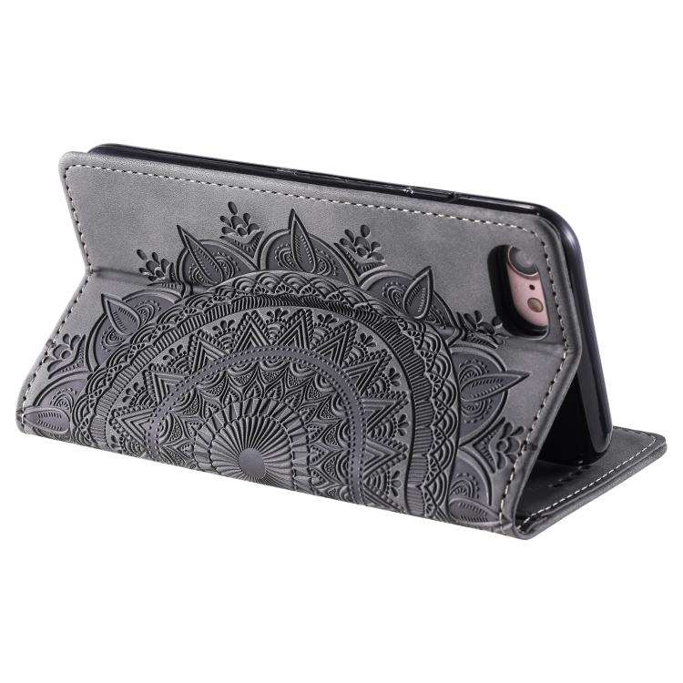 Funda de Cuero Magnética con Relieve Totem para iPhone 16E (Gris)