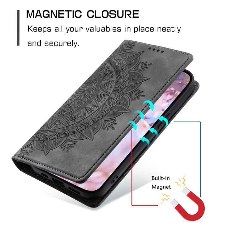 Funda de Cuero Magnética con Relieve Totem para iPhone 16E (Gris)