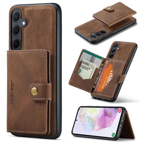 Funda para Teléfono Samsung Galaxy A35 5G Jeehood J01 con Billetera Desmontable Magnética Retro (Marrón)