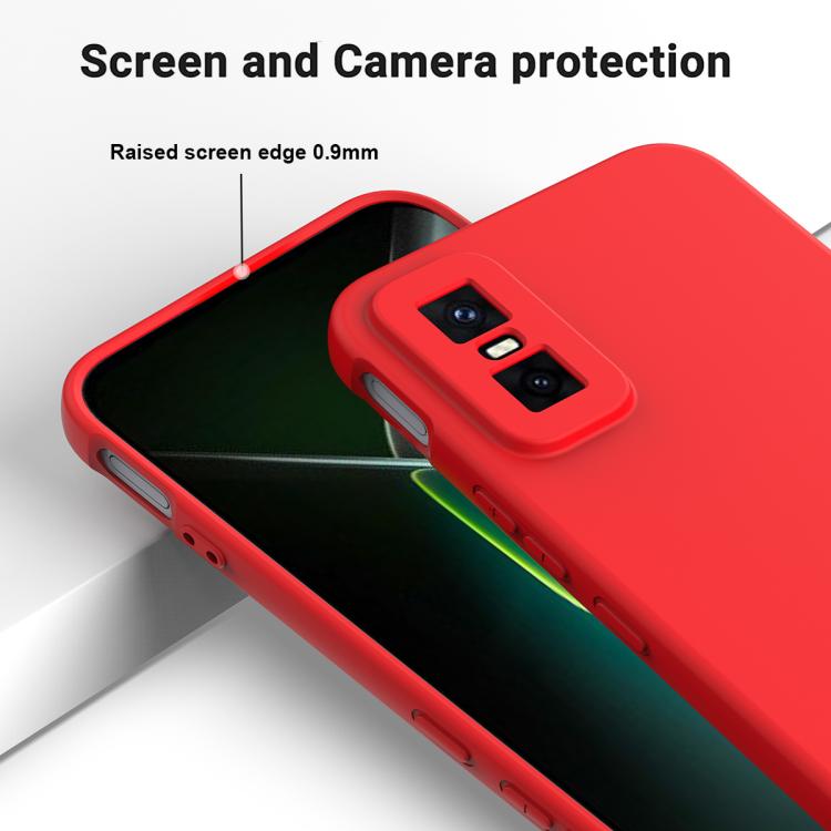 Funda de silicona líquida de color sólido para Infinix GT 30 Pro, a prueba de caídas y cobertura total (roja)