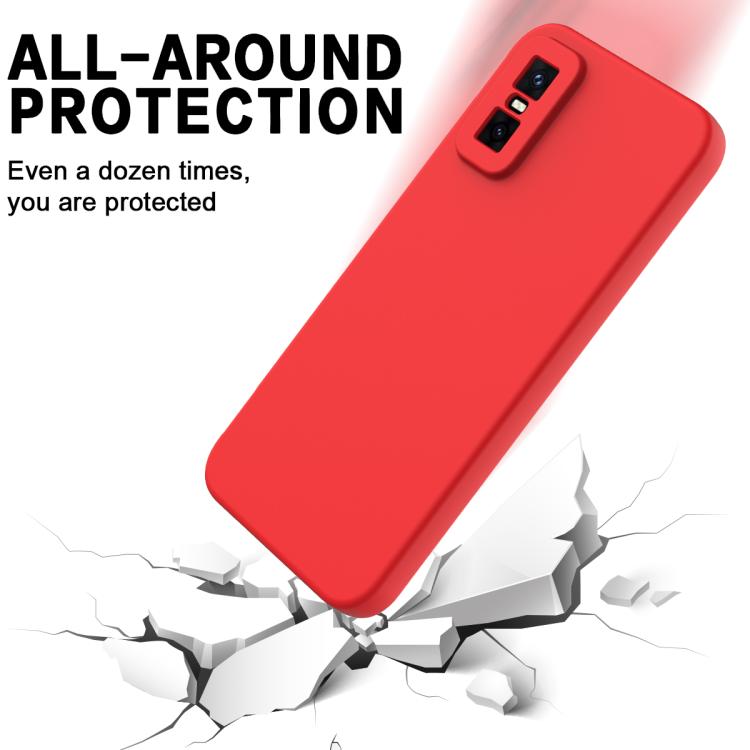 Funda de silicona líquida de color sólido para Infinix GT 30 Pro, a prueba de caídas y cobertura total (roja)