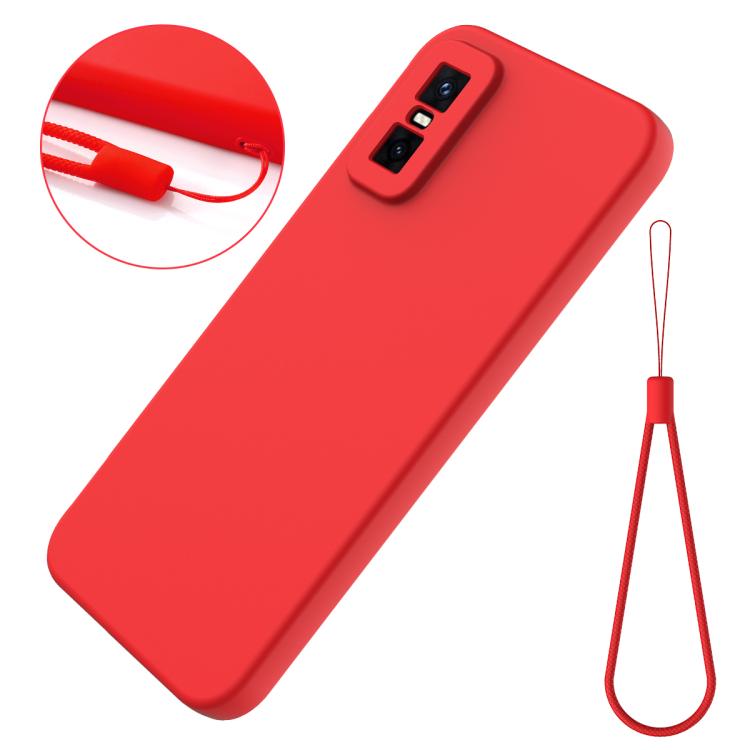 Funda de silicona líquida de color sólido para Infinix GT 30 Pro, a prueba de caídas y cobertura total (roja)